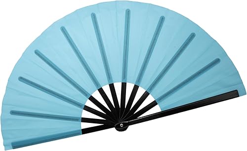 Miniatura 10 de QIRMIZI Abanico grande de 4 piezas para rave, abanicos de baile de línea que estallan en el suelo, abanicos que aplauden, abanicos de vaquero, Azul