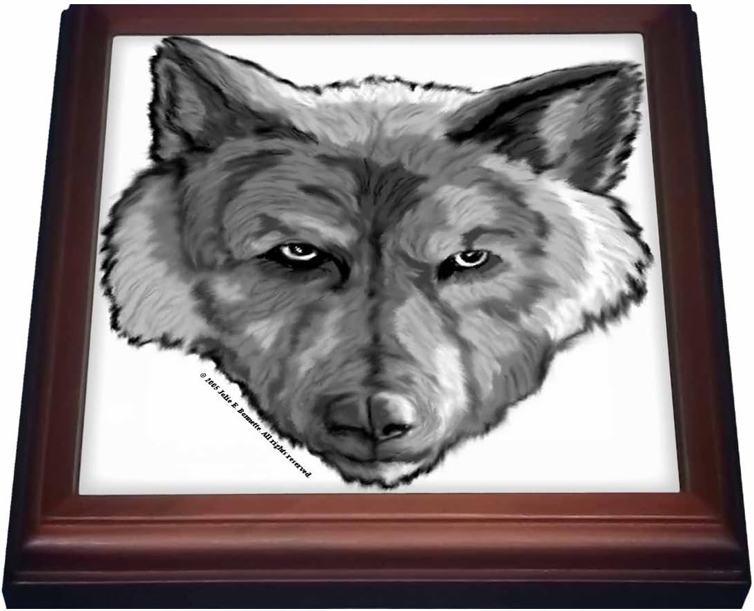 3dRose Wolf Head Digital Animal Wildlife Painting Trivet with Ceramic Tile, 8" x 8", Brown
