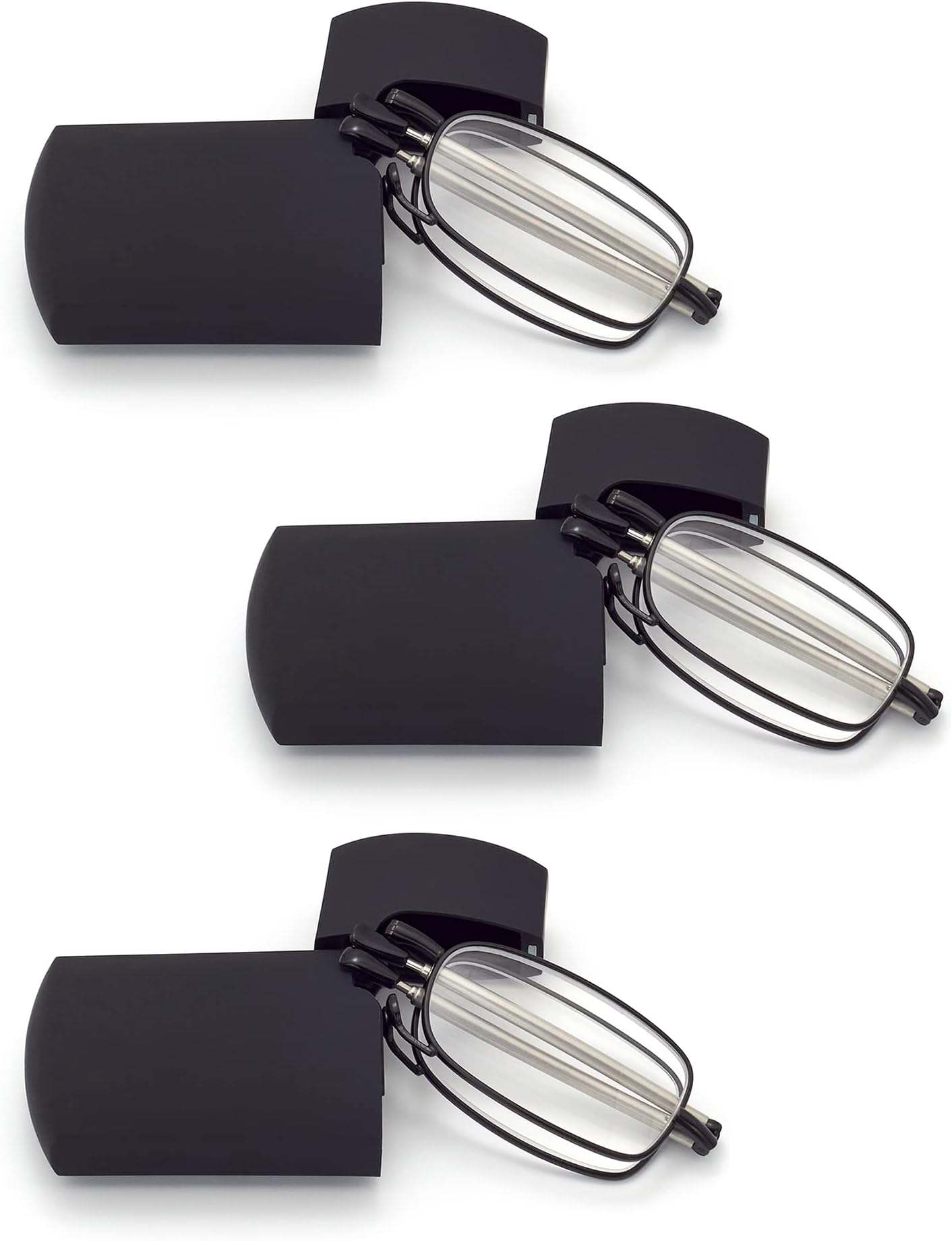 HIGHLIKE Hard Cases Folding Reading Glasses, Pocket Wallet Purse Compact Spring Hinge Readers, Transparent Clear Lens
