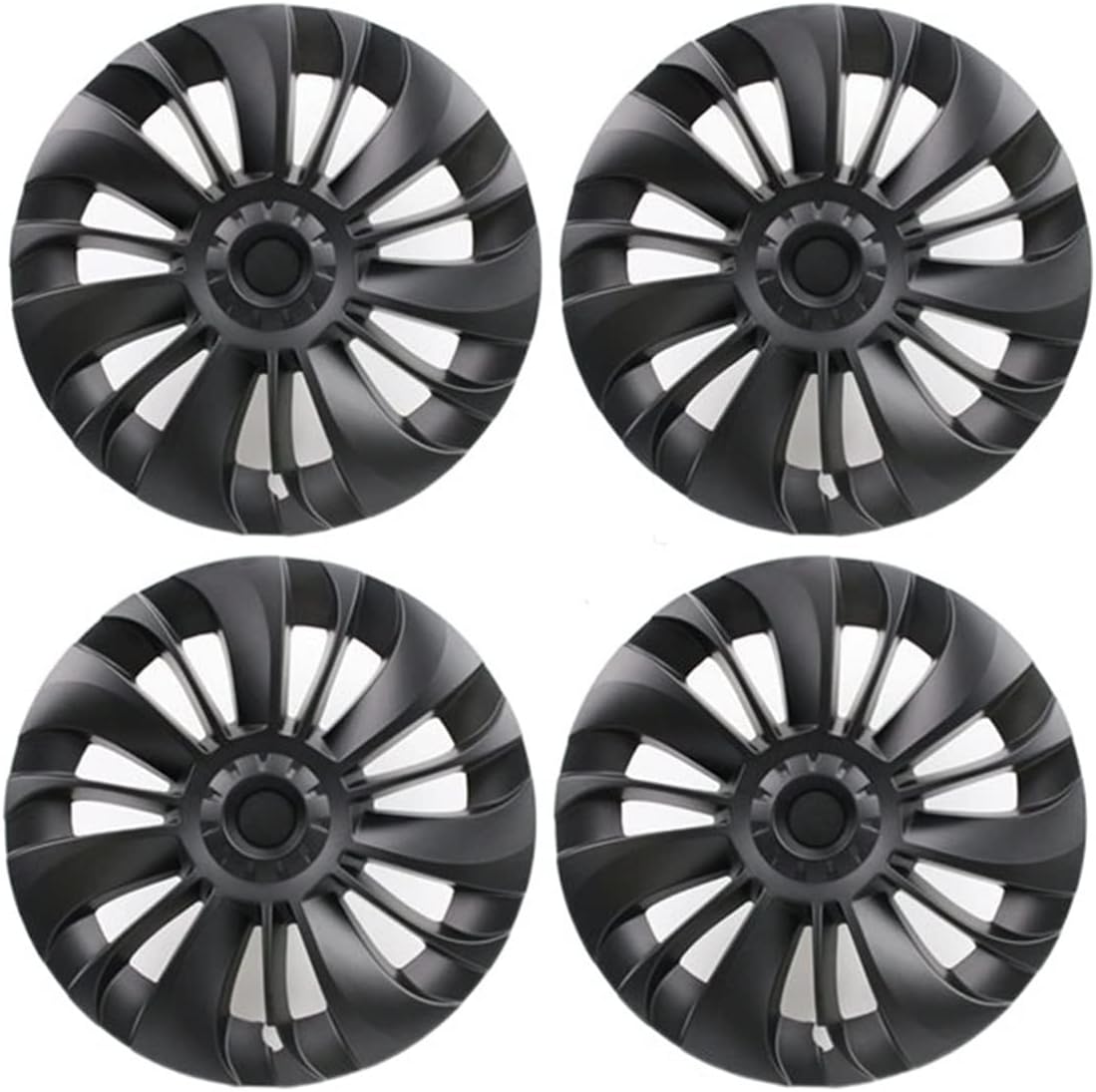 19 Inch 4PCS Compatible For Tesla Model Y Hub Cap Original Car Replacement Wheel Cap Automobile Hubcap Full Cover Accessories 2021 2022(Matter black)