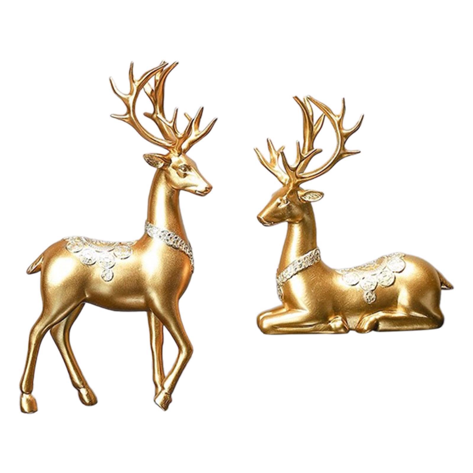 Yixannx Elk Resin Statue Beautifully Crafted Decorative Piece Unique Reindeer Figurine Collectible For Home Office Reindeer Sculpture Figurines Props Gifts