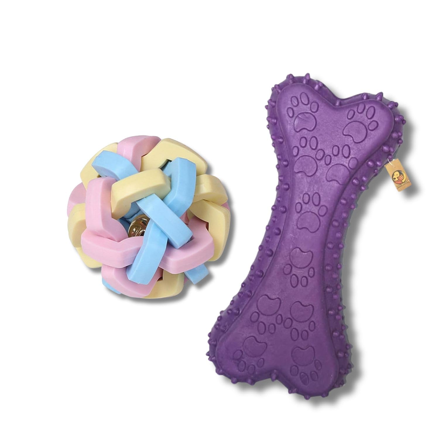 Foodie Puppies 2in1 Dog Toy Combo - (Prickle Bone + Wicker Ball) | Natural Latex Rubber Toys for Small to Medium Dogs | Durable, Chewing, Playing, Teething & Training Chew Safe Play Toy (B0CSFMKLMY) Amazon Price History, Amazon Price Tracker