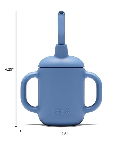 Miniatura 10 de Lalo Little Cup, vaso de silicona no tóxico con asas  Vaso para bebés y niños pequeños  Sistema de entrenamiento de taza pequeña y pajita, 4 onzas,