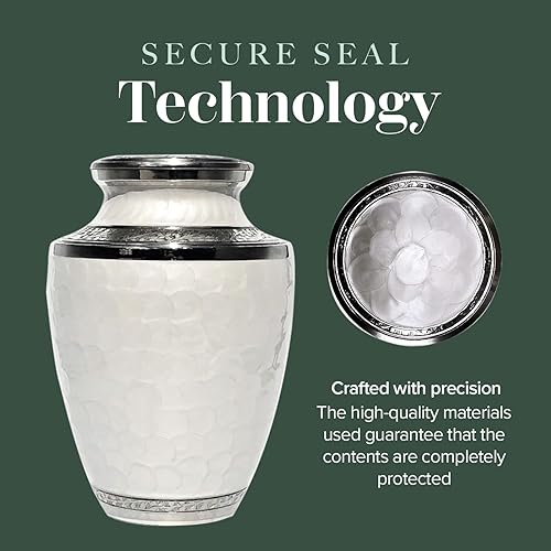 Miniatura 11 de Eternal Harmony Urna grande para cenizas, urna de cremación masculina y femenina para cenizas humanas con acabados elegantes, sello seguro y bolsa