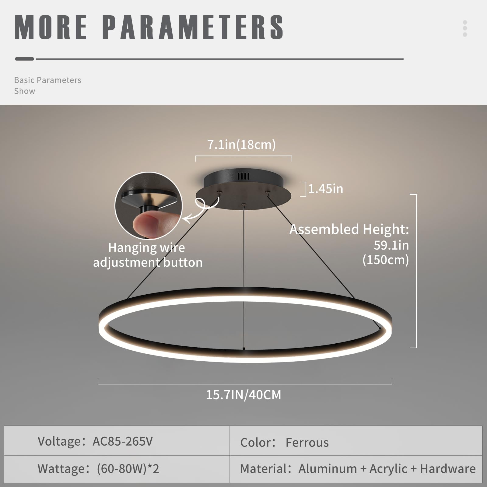 Mikeru 40cm Round Dining Table Pendant Lights - Image 2
