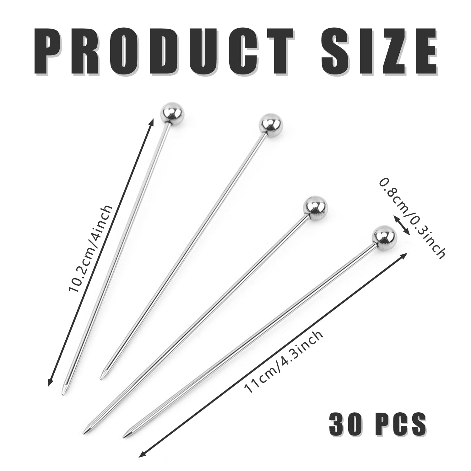 10 Stuzzicadenti Da Cocktail In Acciaio Inox Dorato – 11,2 Cm, Riutilizzabili, Per Antipasti E Guarnizioni