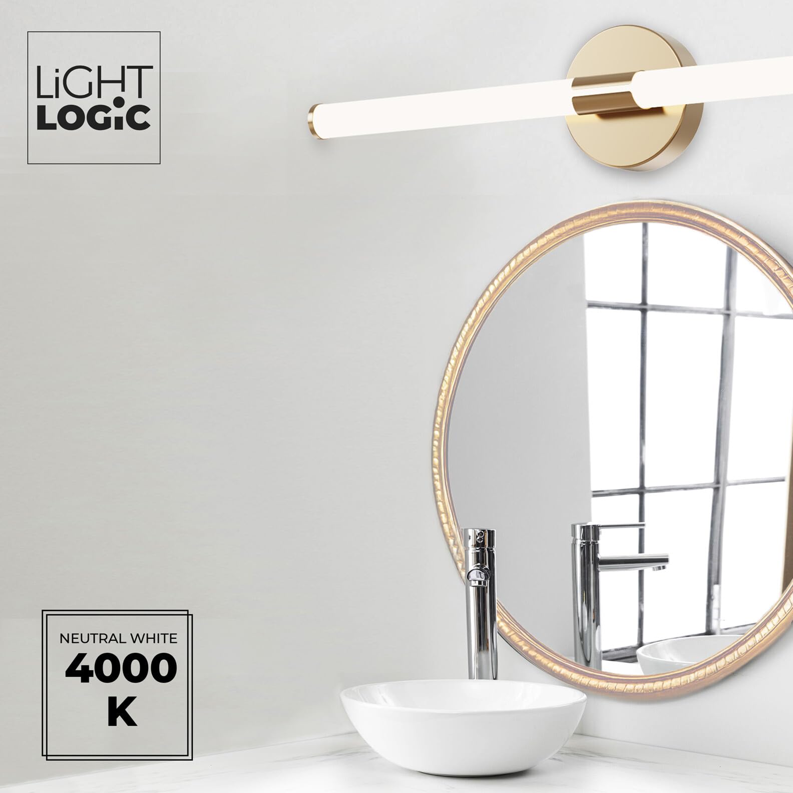 Applique miroir LED salle de bain or 60 cm – 8W – IP44 – Éclairage uniforme au-dessus du miroir – Finition dorée (seule couleur)