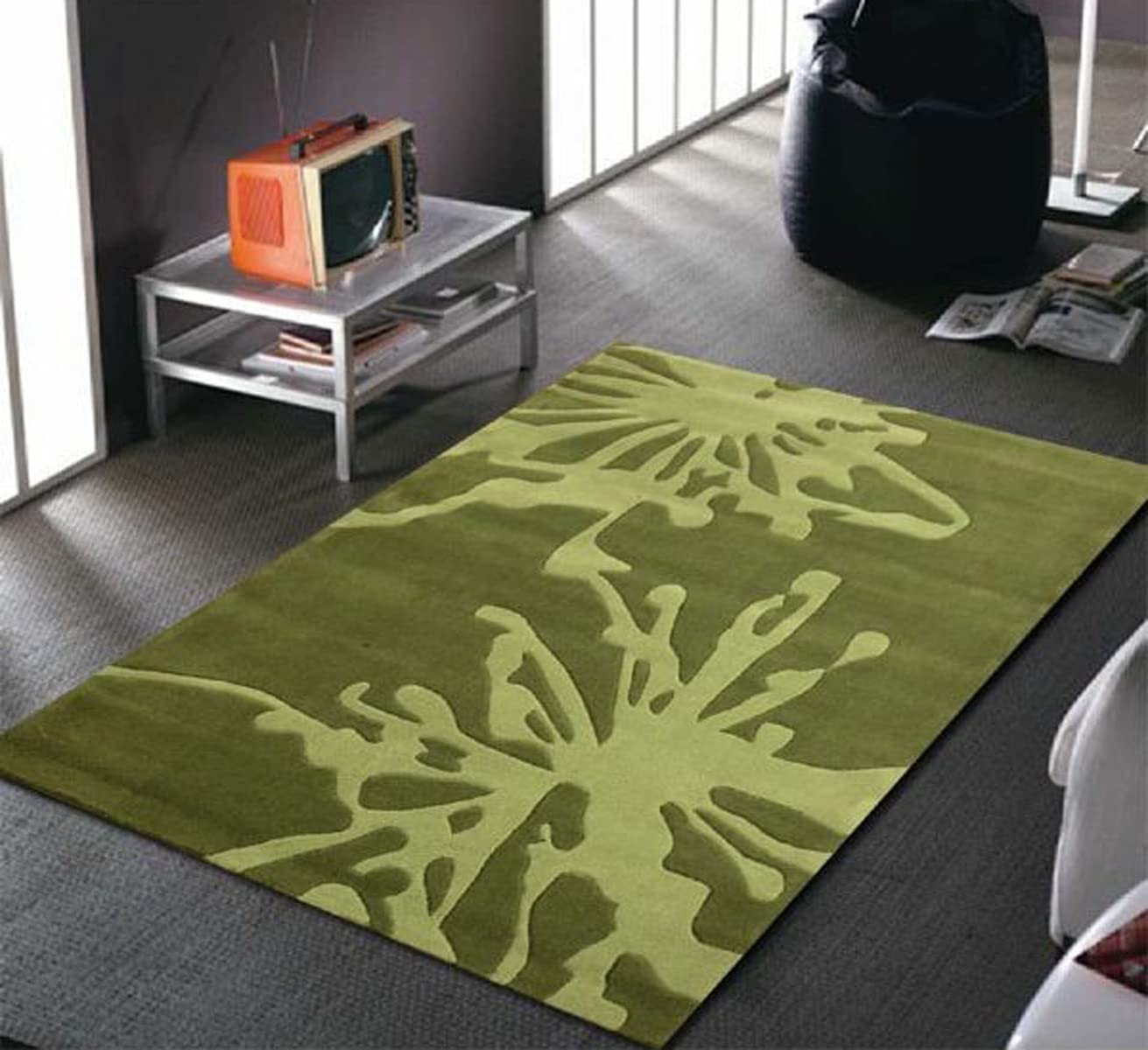 Blue Edge Rug Textured Woolen Carpet for Living Room, Bed Room and Hall All Type of Carpet. Size 4 x 6 Feet (120 x 180 cm)