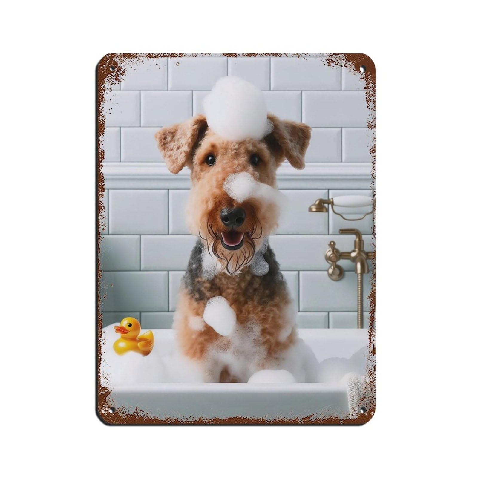 Airedale Terrier,Funny Bathroom Decor Retro Poster Metal Tin Sign Chic Art Retro Iron Painting Bar People Cave Cafe Family Garage Poster Wall Decoration 12x16inch(30x40cm)
