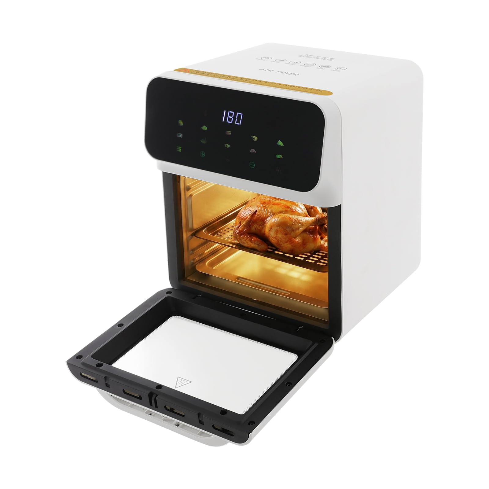 Friggitrice ad aria,air fryer 10L,senza olio con finestra,touchscreen LED
