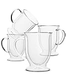 BTaT- Double Walled Glass Coffee Mugs, 16 oz, Set of 4, Glass Coffee Cups with Handle, Insulated Clear Coffee Mug for Hot and Cold Beverages, Cappuccino, Latte, Tea, Americano, Microwave Safe