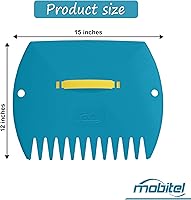 Vista 2 de mobitel Rastrillos de mano con agarrador de hojas para recoger hojas de patio, césped, basura, hierba, recortes, azul y amarillo