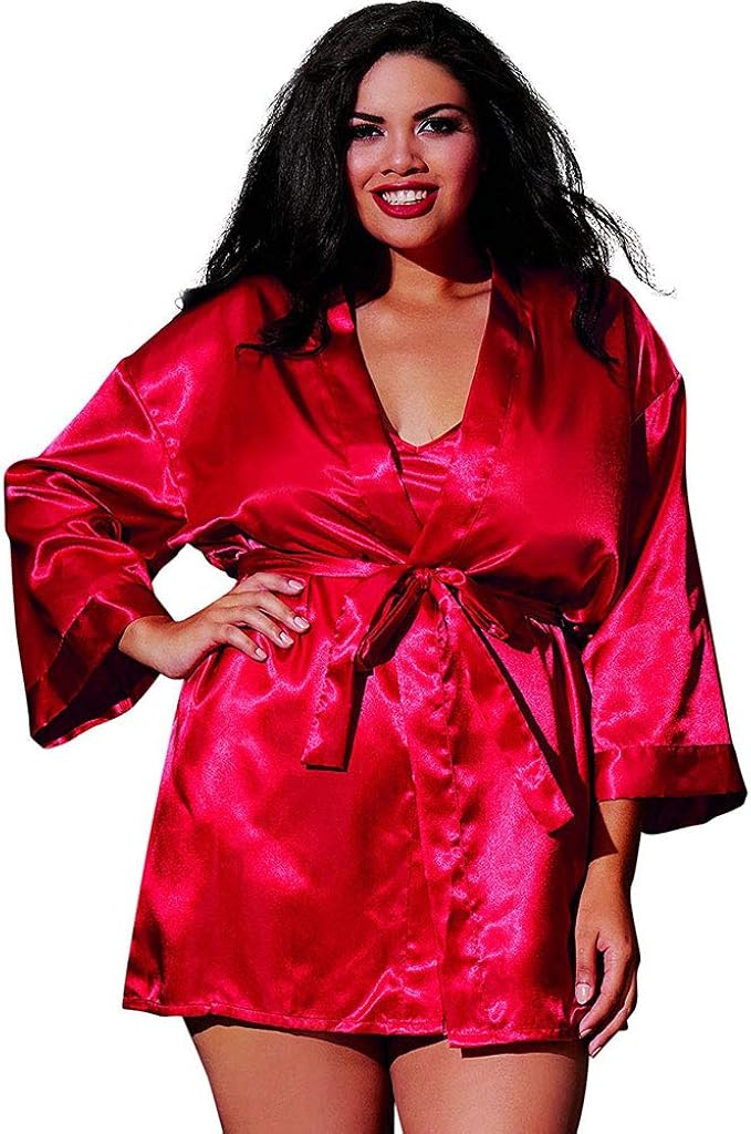 plus size satin robe