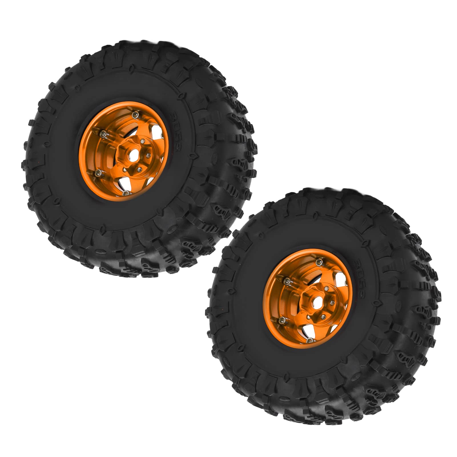 Set di 2 cerchi da 1,9 pollici e pneumatici, ruote per crawler RC con pneumatici in gomma e cerchi in lega di alluminio, pneumatici antiscivolo per fuoristrada per Axial SCX10, (Oro Nero)