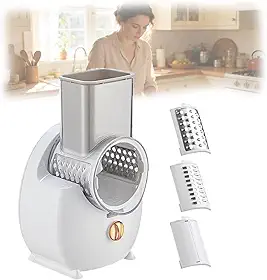 Ralador De Queijo EléTrico, Ralador E Triturador EléTrico RecarregáVel,Duas OpçõEs De Fonte De AlimentaçãO,Controle FáCil Com Um Toque,Com 3 LâMinas Para Vegetais,Queijos E Nozes