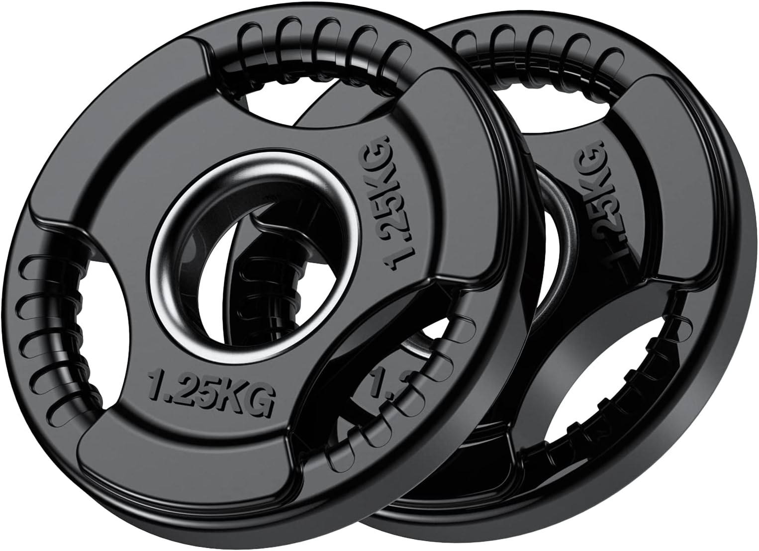 PhysKcal Olympic Weight Plates with Rubber Finish 2’’ Opening and Tri-Grips, Barbell Plates Discs for Lifting and Strength Training, Cast Iron Core Weights Set, 1.25kg - 25kg