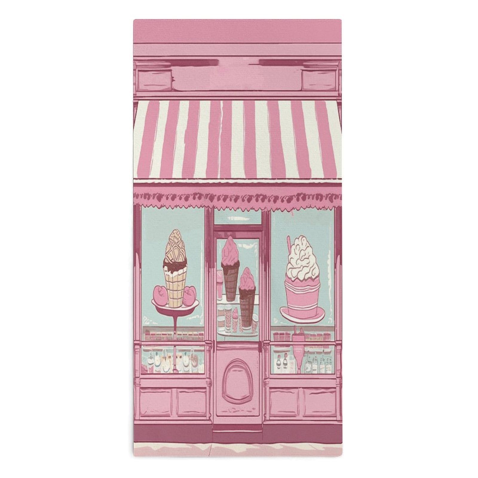 Btcowzrv Style Ice Cream Store Pink Bath Towel Beach Towels Shower Towel