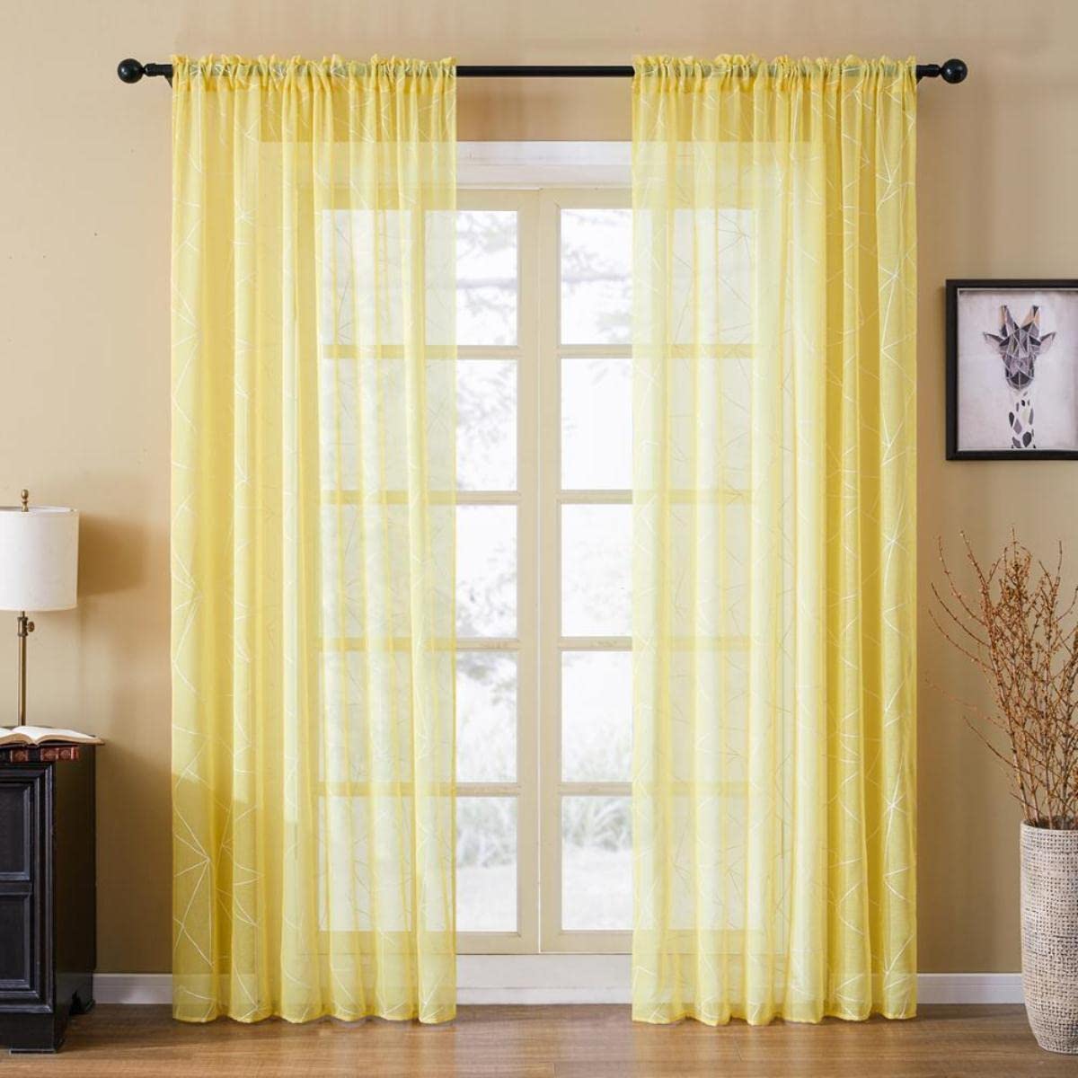 Rideaux géométriques de style nordique pour le salon rideaux transparents modernes pour la décoration de rideau de fenêtre de chambre à coucher en mousseline de soie-bleu marine,w200cm x h250cm,pull