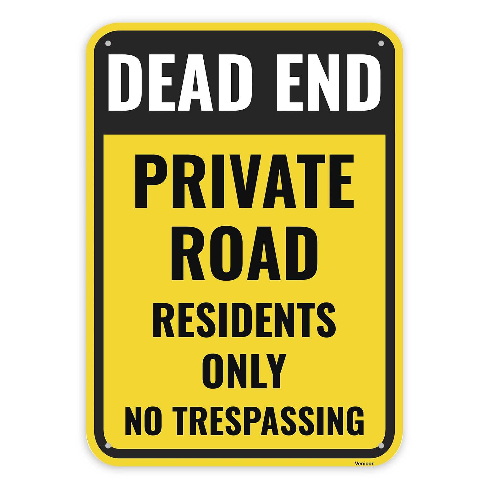 1PC Private Road Residents Only Sign, 14 x 10 Inches - Aluminum - Dead End No Trespassing