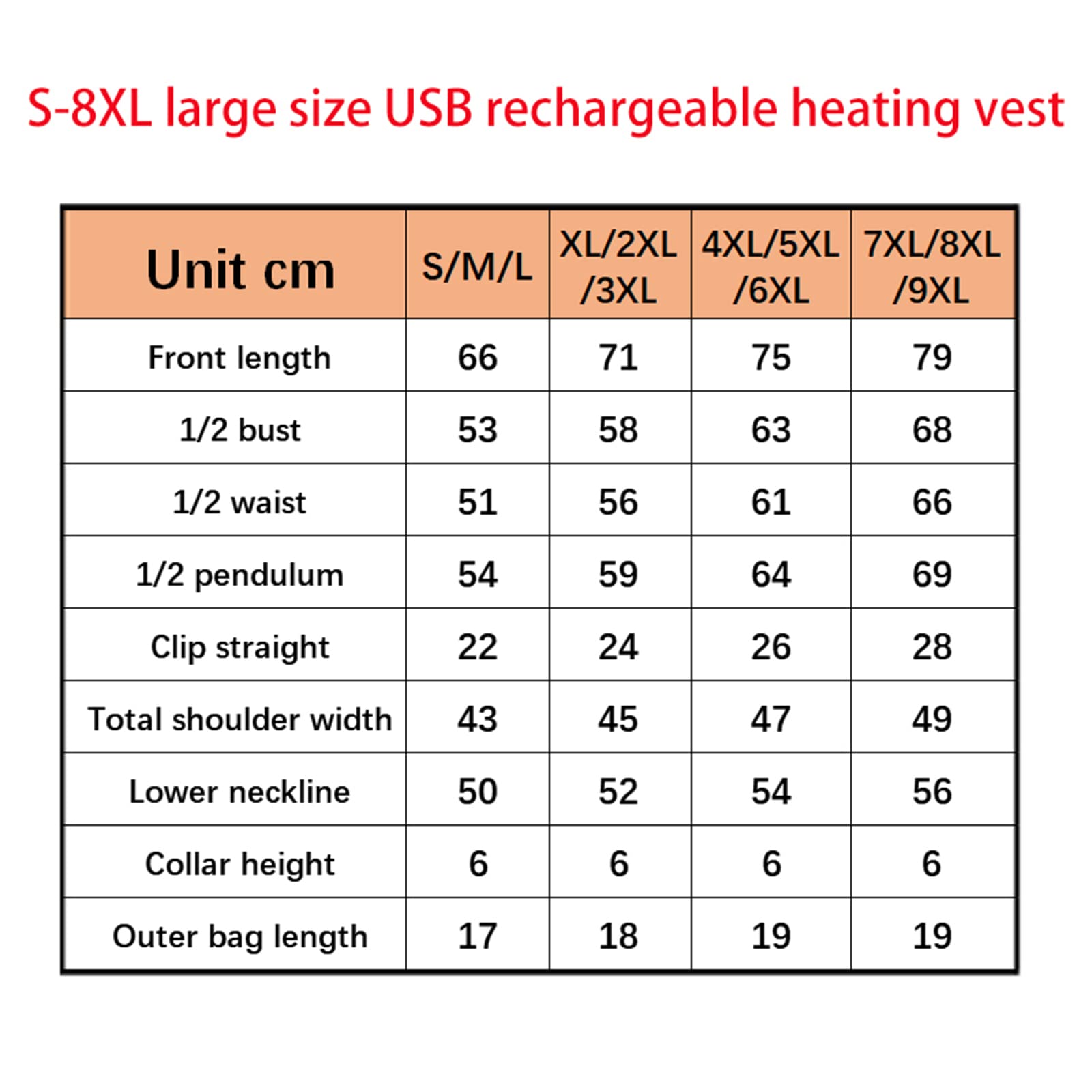 Gilet chauffant grande taille S-8XL, manteau chauffant électrique à chargement USB, avec contrôle de la température à trois vitesses et lavable en machine