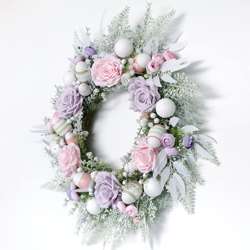Flores de Rosas de Seda Artificiales, Corona de Pascua, Festival de Huevos de Pascua, decoración de la Pared de la Puerta del hogar, decoración de jardín DIY, Decoraciones de Boda