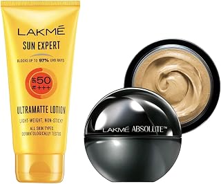 LAKMÉ Absolute All Skin SPF 30 Natural Mousse, Ivory Fair 01, 25G & Sun Expert Spf 50 Pa+++ Ultra Matte Lotion, 50 Ml Price In India