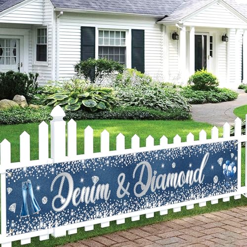Bannière denim et diamants de 300x50 cm pour décoration de fête