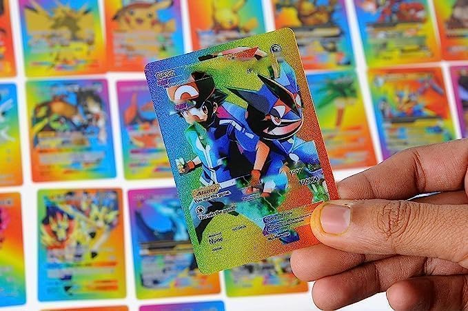 Image of Premium Pokemon Card Game Set - 55 Rare Unofficial VMAX GX VSTAR Cards | Shiny Battle Trading Cards For Kids & Collectors | Gift Pack (Rainbow)