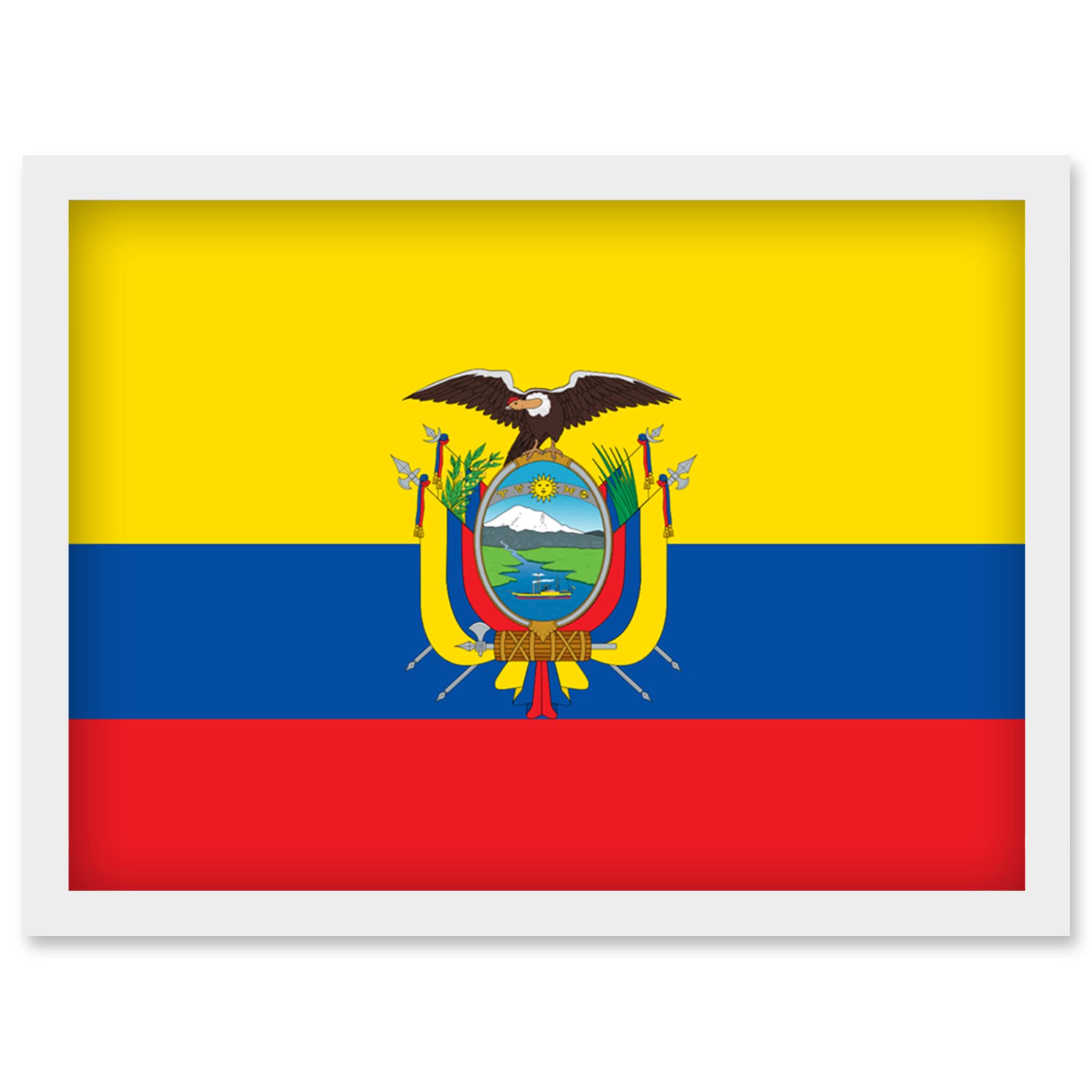 Artery8 Ecuador National Flag Patriotic Vexillology World Flags Country Region Poster Artwork Framed Wall Art Print A4