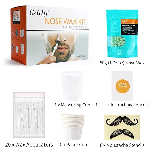 Miniatura 6 de Kit de cera de nariz para el cabello para hombres y mujeres cera de depilación de nariz de 176oz cera de 20 aplicadores de cera 10 cápsulas de cera
