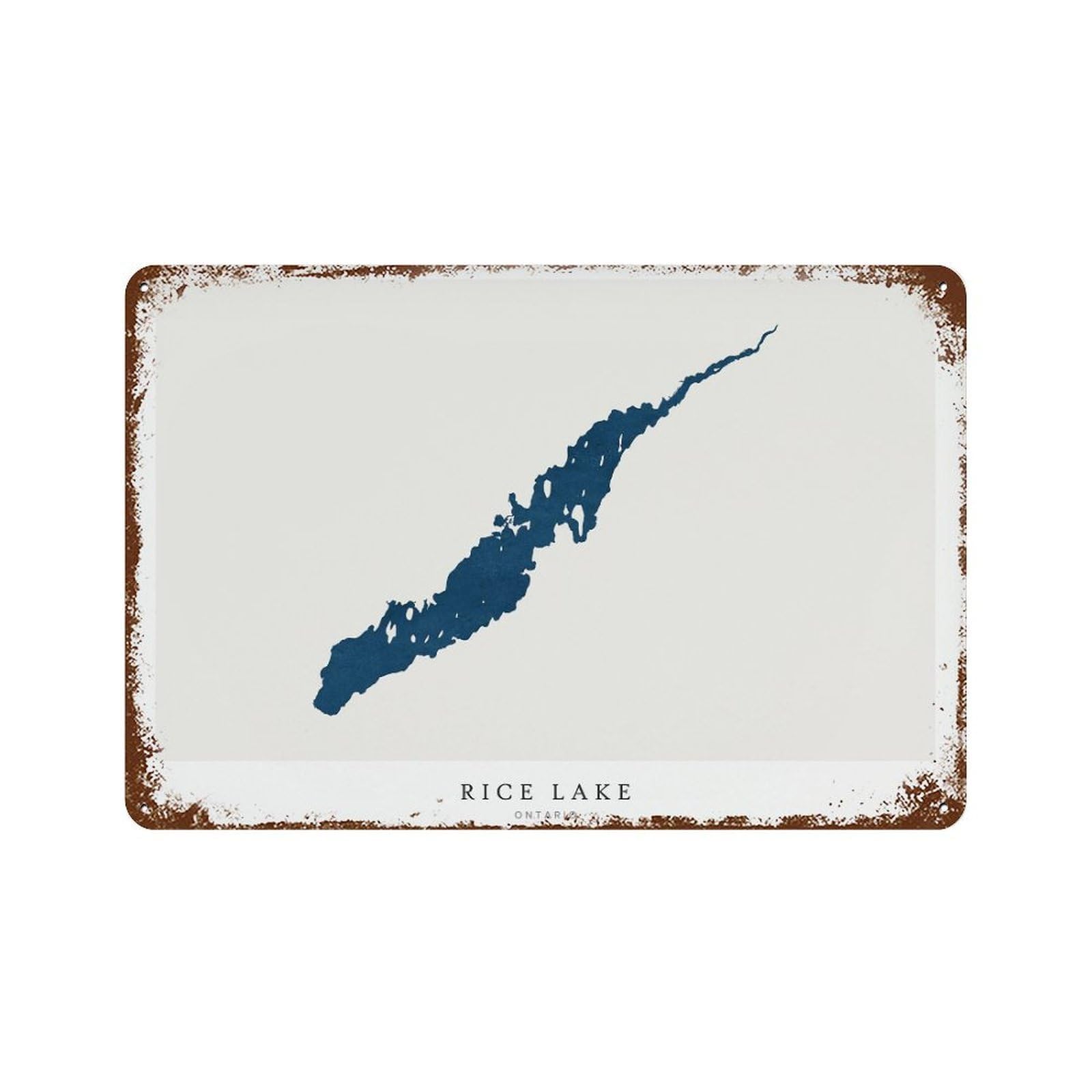 xiaoxiaoshen Rice Lake Map House Gift Ontario Wall Decor Art Metal Tin Poster Modern Home Decor Art Home Bar Shop Decorations Vintage Sign 20x30cm