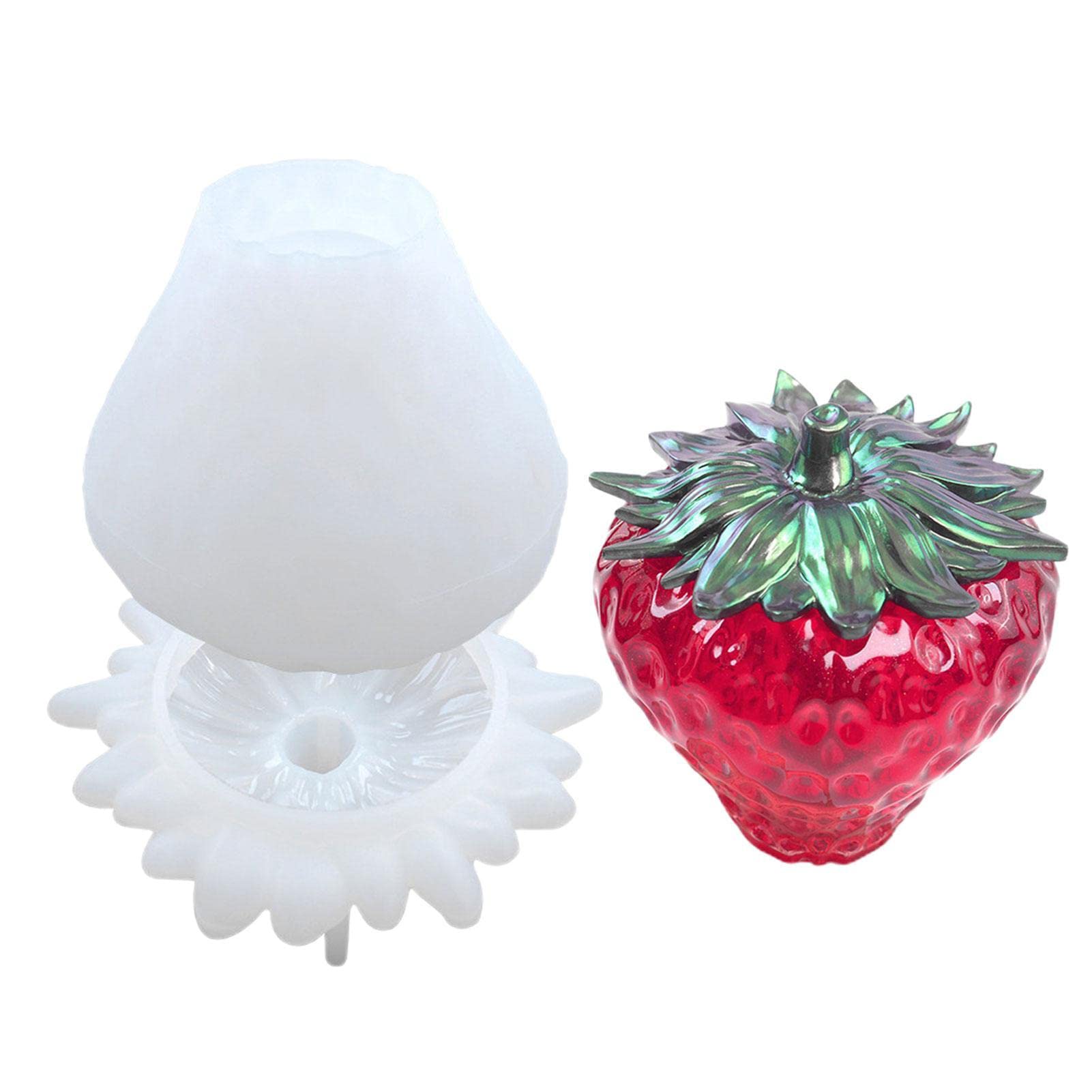 Rianpesn 1 Silicone Jar Molds For Resin - Strawberry Design Resin Jar Molds With Lids - Resin Jar Mold Jewelry Jar Silicone Mold Box Epoxy Mould Storage Bottle Casting Molds For Container