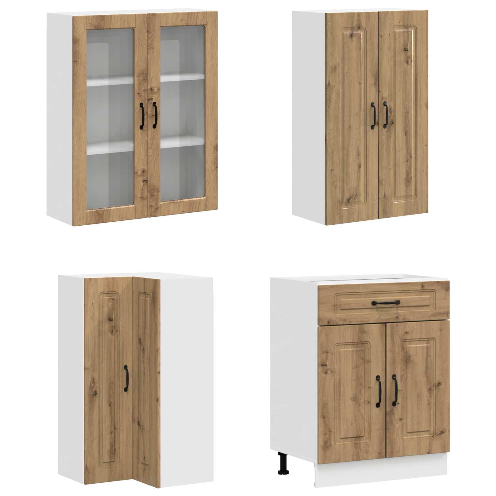 8-teilige Küchenzeile Kalmar, Moderne Einbauküche und Küchenschrank Set, Komplettküche aus robustem Holzwerkstoff für viel Stauraum, Artisan-Eiche Nachbildung