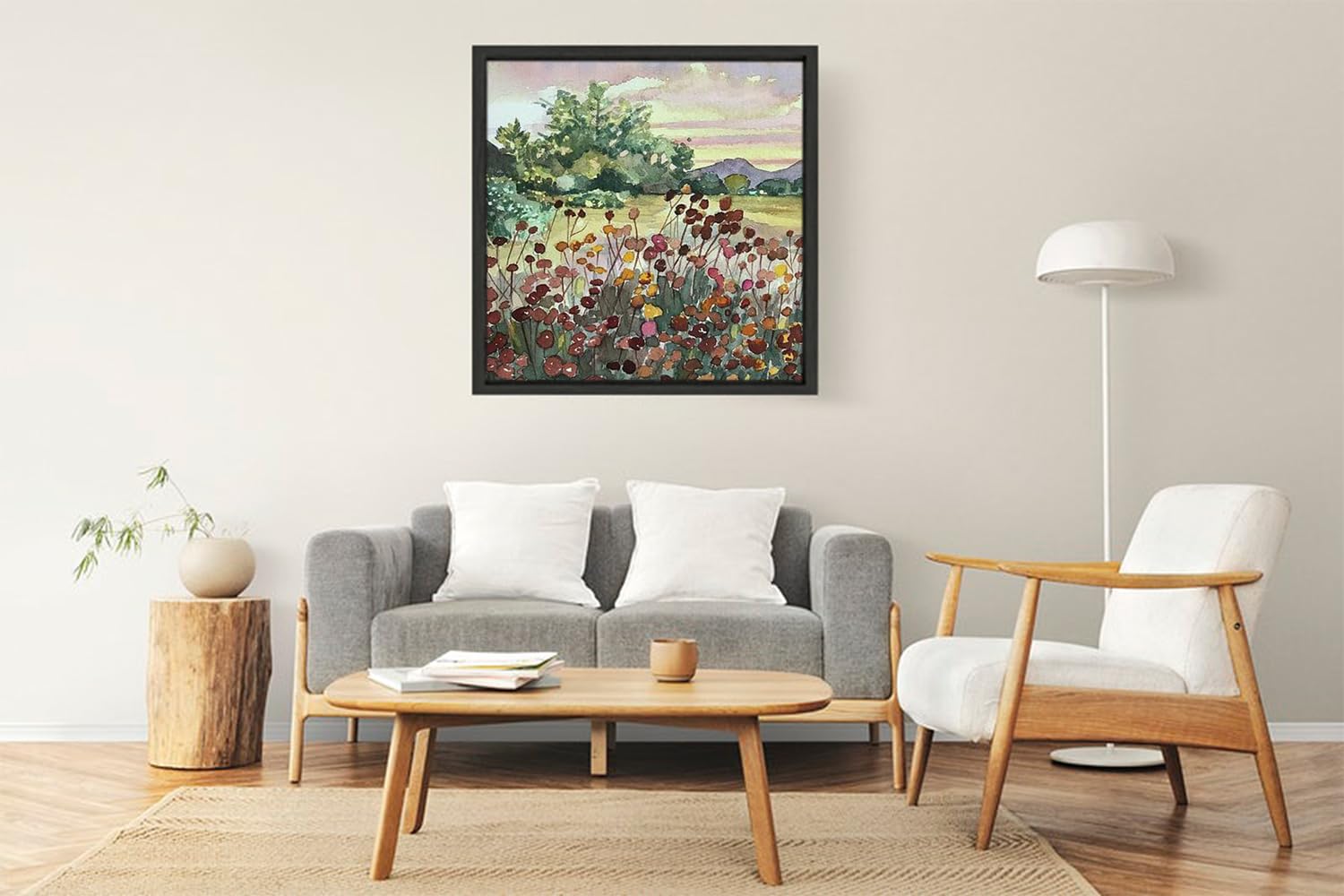 VERRE ART Printed Framed Canvas Painting for Home Decor Office Wall Studio Wall Living Room Decoration (22x22inch Black Floater) - Peter Strauss Ranch Seed Heads Print