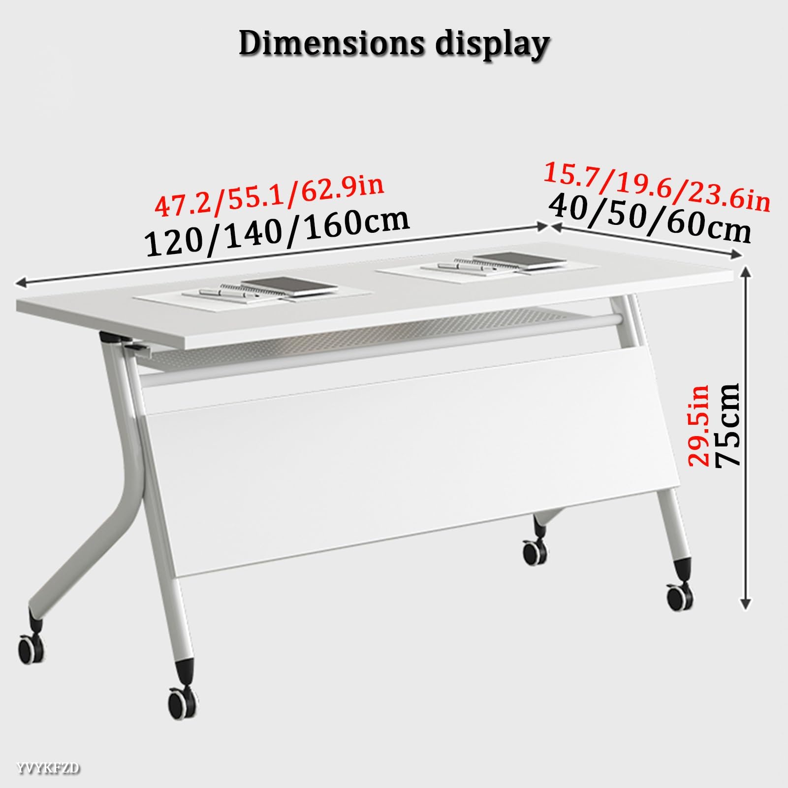 Mobiles, klappbares Konferenztisch-Set für Schulungszwecke – 2 Stück, 160 x 50 x 75 cm, rechteckige, klappbare Besprechungstische auf Rollen, geeignet für Büro und Klassenzimmer