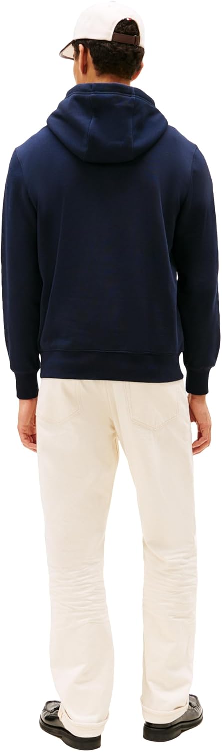 Tommy Hilfiger mens Medium Weight Cotton Hoodie Sweatshirt With Embroidered Flag Logo and Drawstring - Image 4