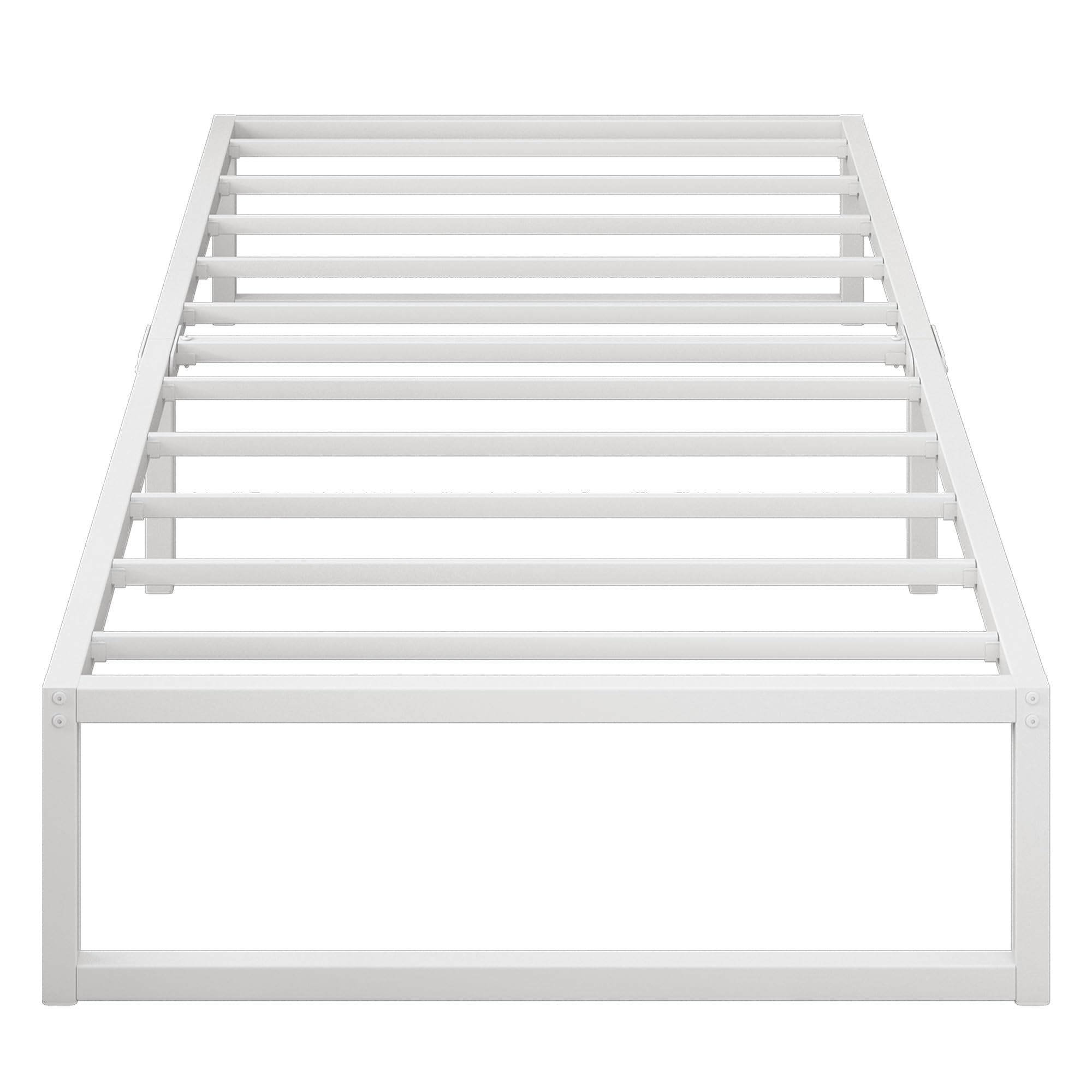 Cama Individual de Metal 80x190 cm, Estructura con Soporte de Listones de Acero, 30 cm de Altura, Blanco