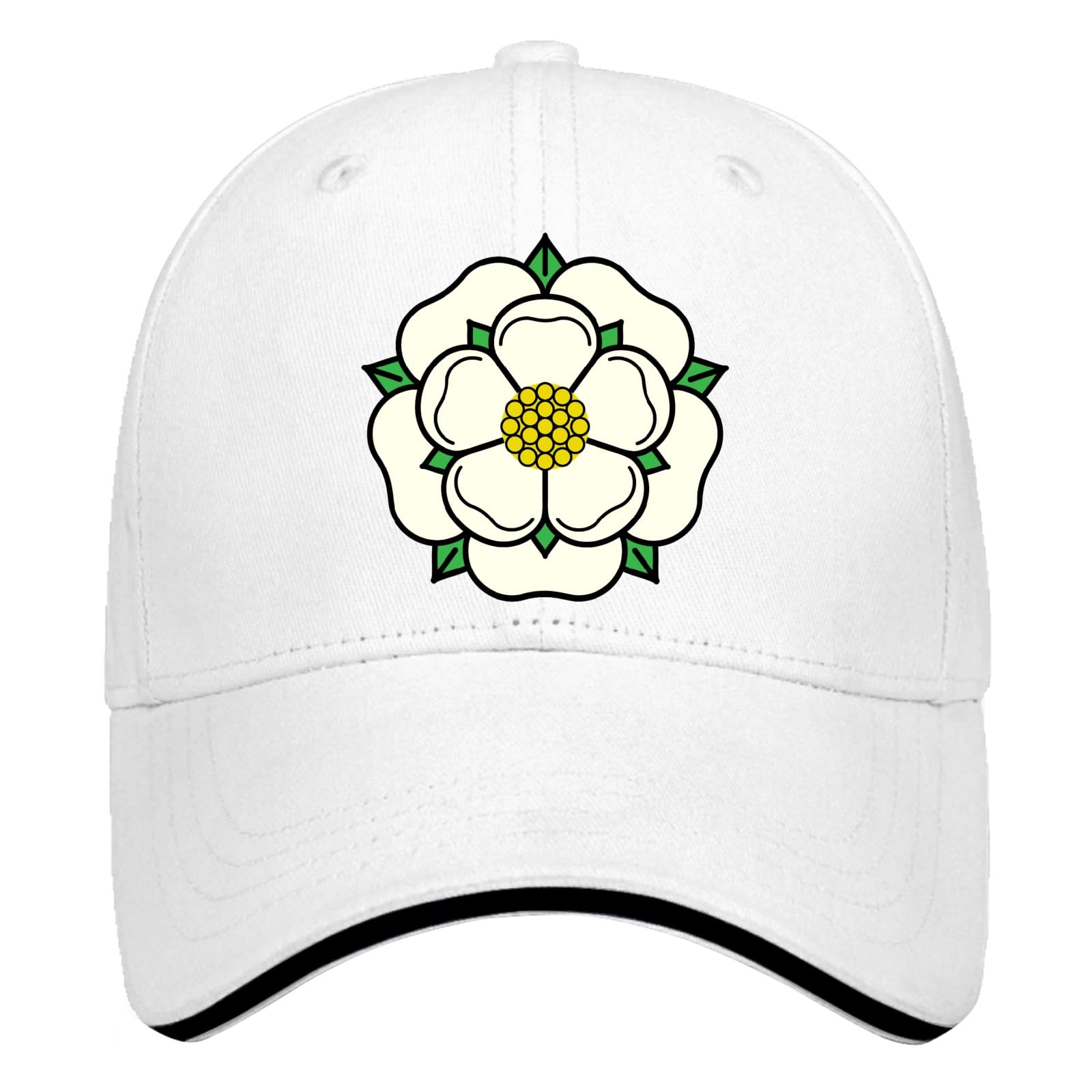 Nuanua Unisex White Yorkshire Rose Baseball Caps Graphic Dad Hats For Women Gift For Mom, One Size