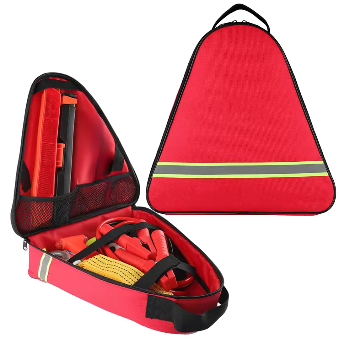 Kit de Sécurité Auto - Trousse de Premiers Secours, Triangle de Signalisation, Gilet Jaune, Gants, Sangle de Traction, Brise-Glace, Lampe Dynamo Câbles de Batterie Disque de Stationnement Gratte-Givre