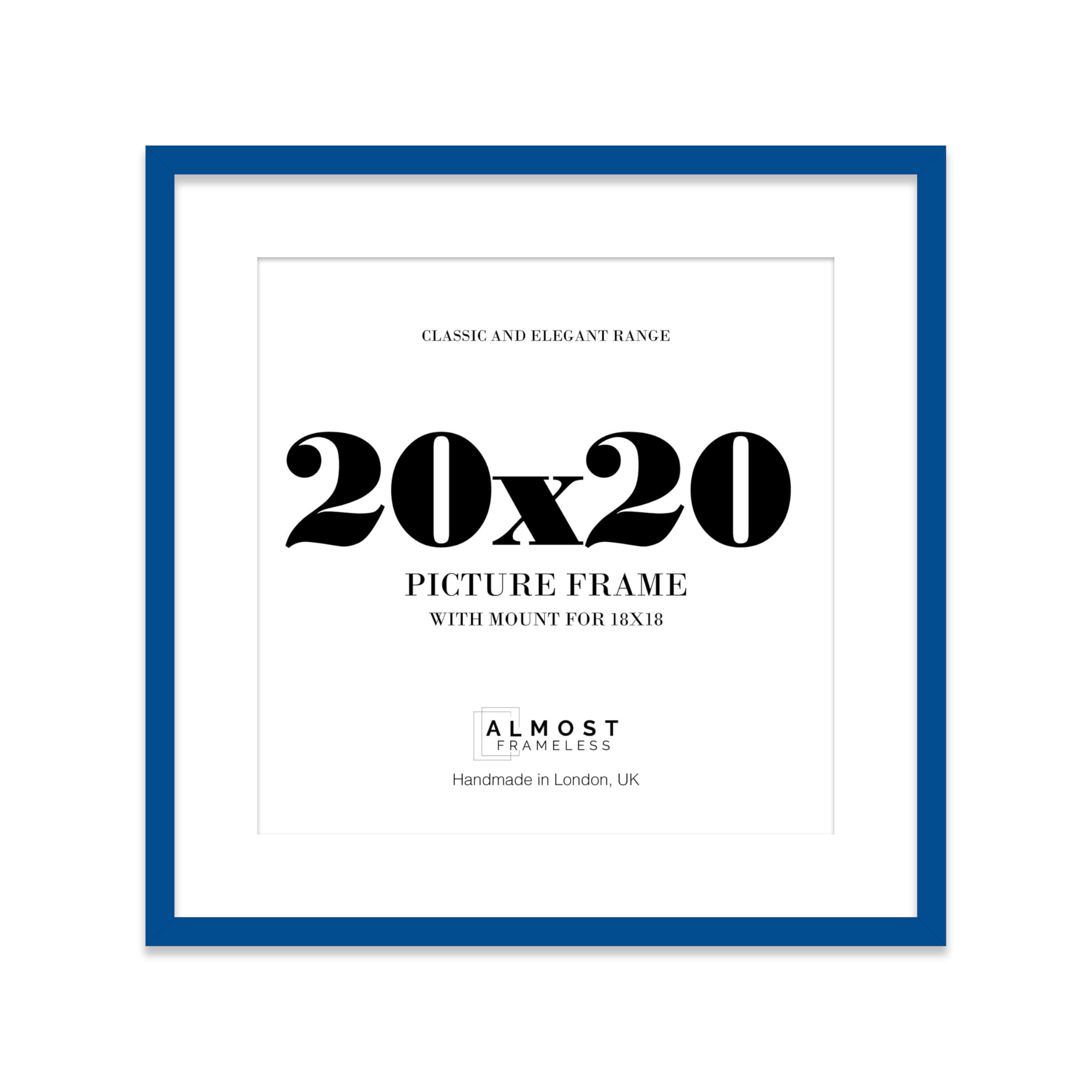20x20 Blue Picture Frame with Mount for 18x18 Photos, Prints - Modern Square Wall Frame, 1 Pack