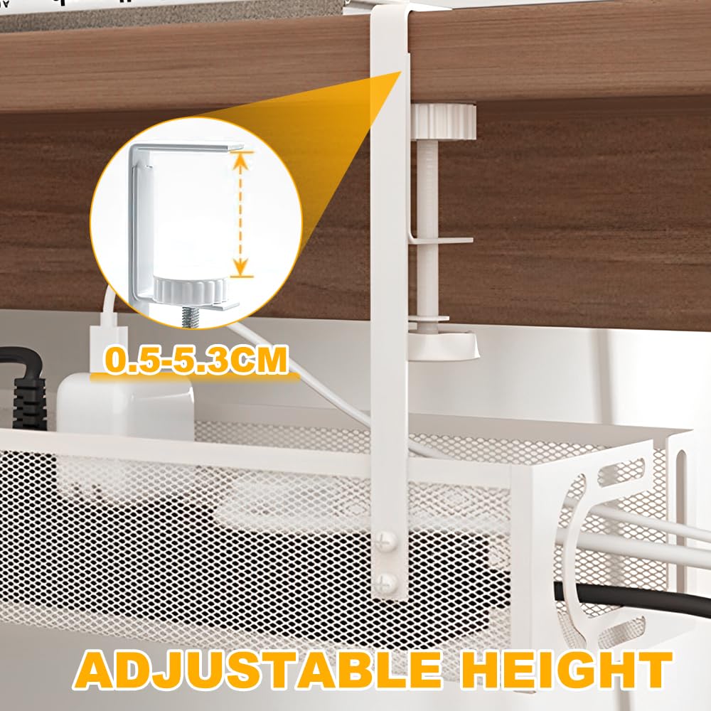 Rppiup Under Desk Cable Management Tray, No Drill Steel Cable Management Under Desk tray - Image 4