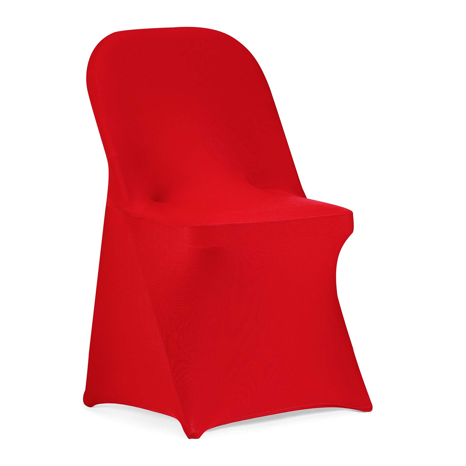 Peomeise Stretch Spandex Folding Chair Cover for Wedding Party Dining Banquet Event (Red,12pcs)