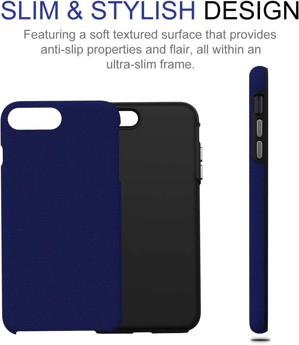 CellEver Case for iPhone 8 Plus/iPhone 7 Plus, 5.5-Inch, Dual Guard Series Protective Shock-Absorbing Scratch-Resistant Rugged Drop Protection Cover (Navy Blue)