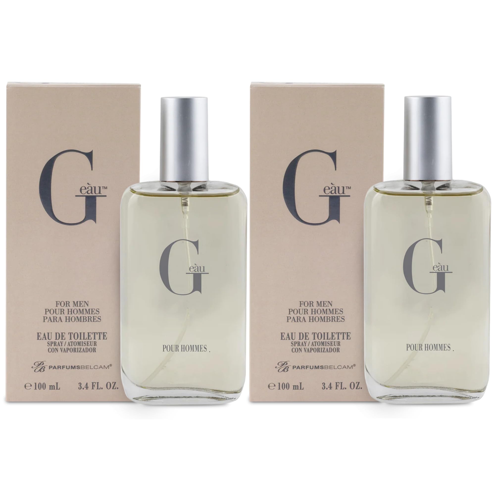 Belcam Beauty G Eau, Eau de Toilette Cologne for Men, 3.4 Fl Oz, Pack of 2