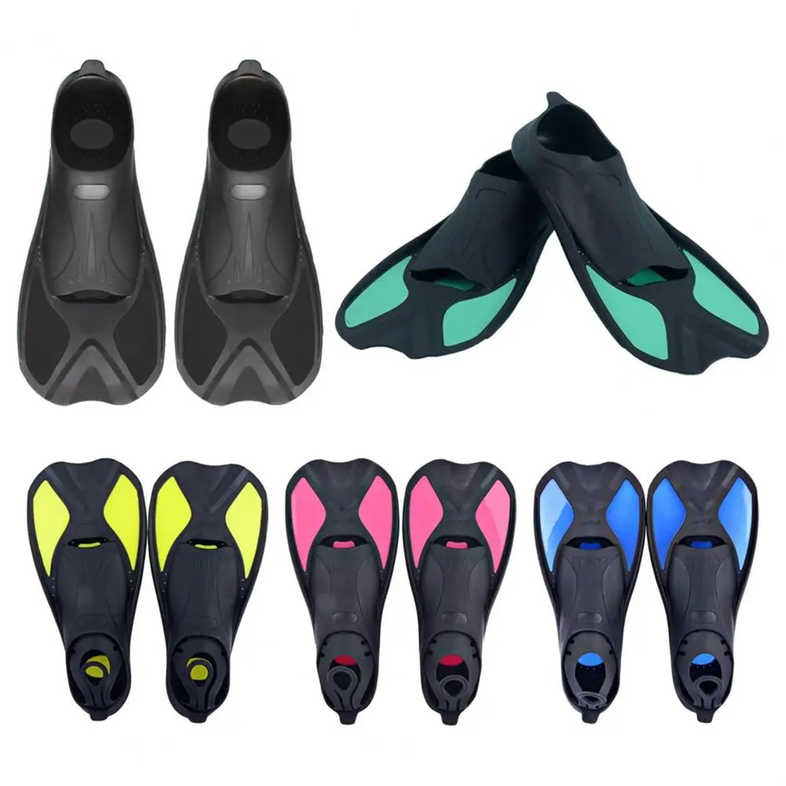 Aletas Buceo Aletas de natación for adultos Aletas de snorkel Aletas de natación Aletas de buceo cortas Aletas de buceo libre Aletas de natación antideslizantes Aletas De Buceo(Black Blue,XS)