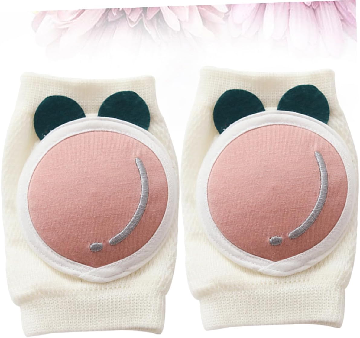 COLLBATH 1pair Breathable Knee Pads High Elastic Crawling Protectors for Boy Girl Adorable Peach Pattern Comfortable and Sweat-absorbent Design for Crawling and Playtime
