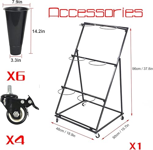Miniatura 2 de Soporte de exhibición de flores, soporte de metal para plantas con cubos, estante de carrito de plantas móviles de alta resistencia, para patio,