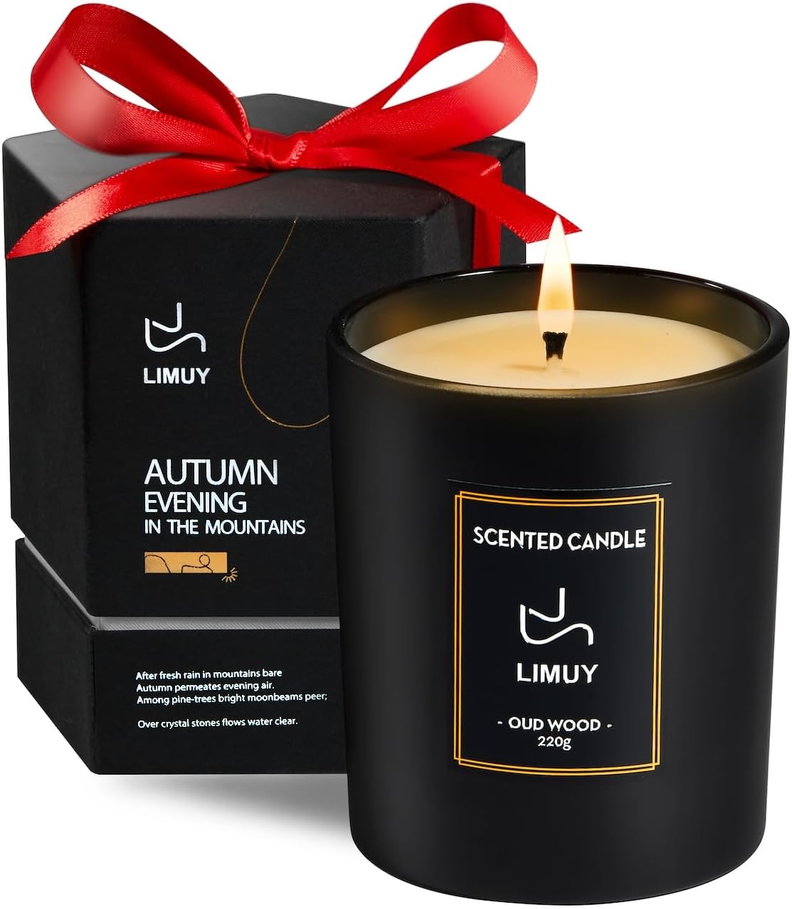 LIMUY Christmas Candle, Luxury Scented Candle, Oud Wood