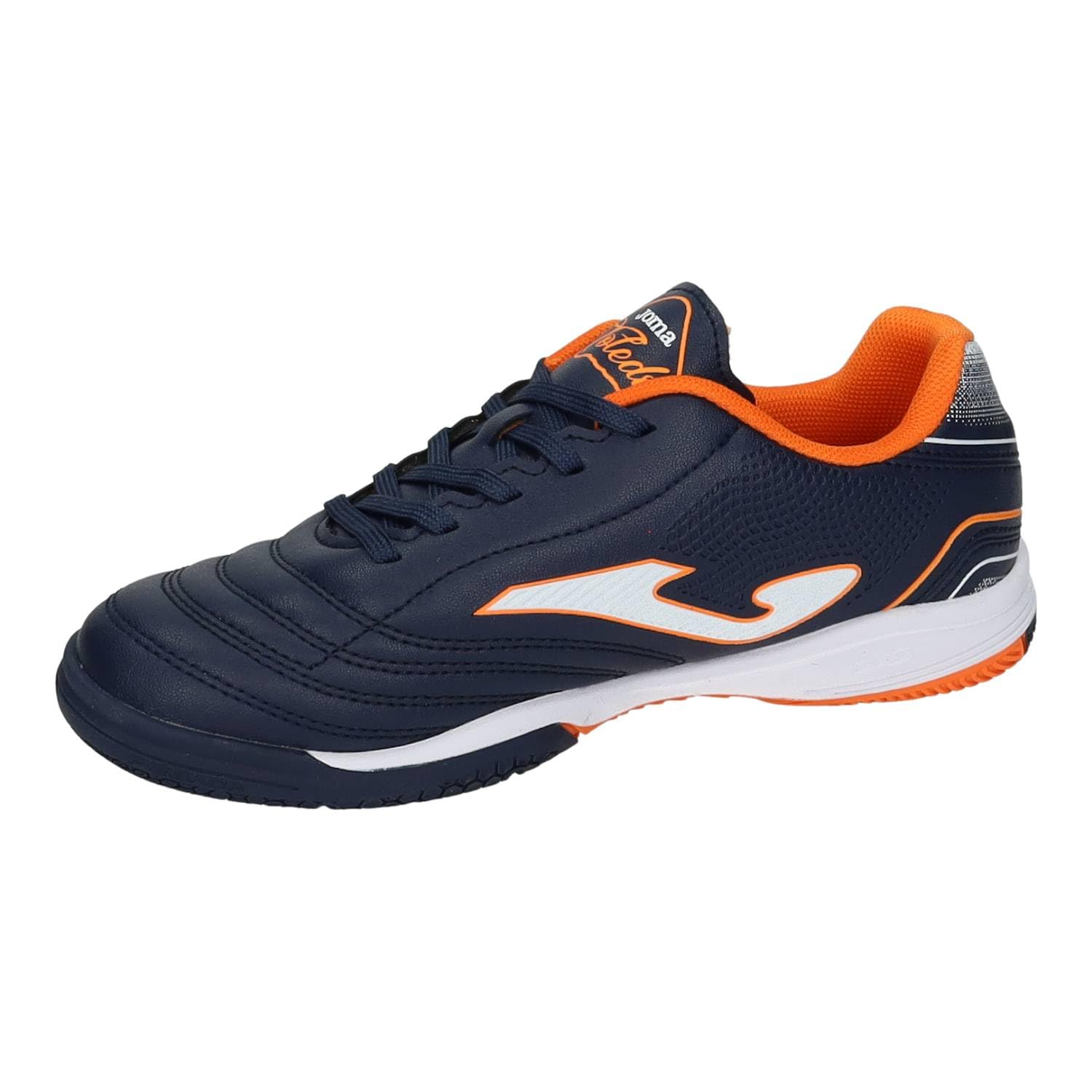 Joma TOJW2503INE Calzado fútbol Sala Indoor Azul Marino y Naranja, Ligera, Suela Durability, Plantilla extraíble y Antideslizante NIÑO Deportivos