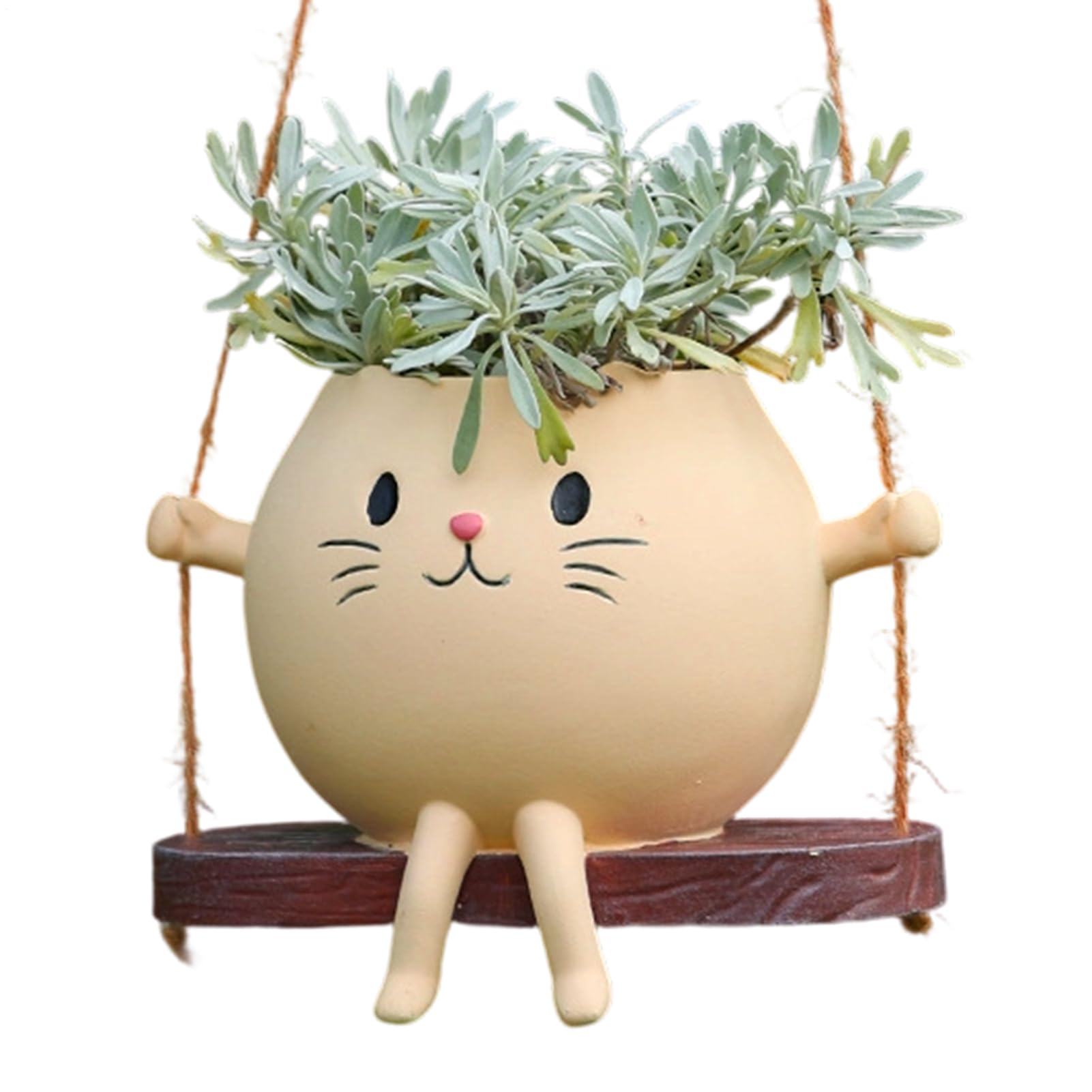 Pot de fleurs balançoire chat en résine pour décoration intérieur et extérieur